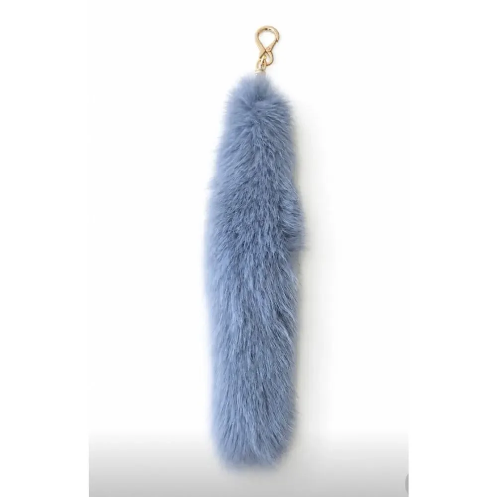 Anthropologie Faux Fur Light Blue Fox Tail Bag Charm New